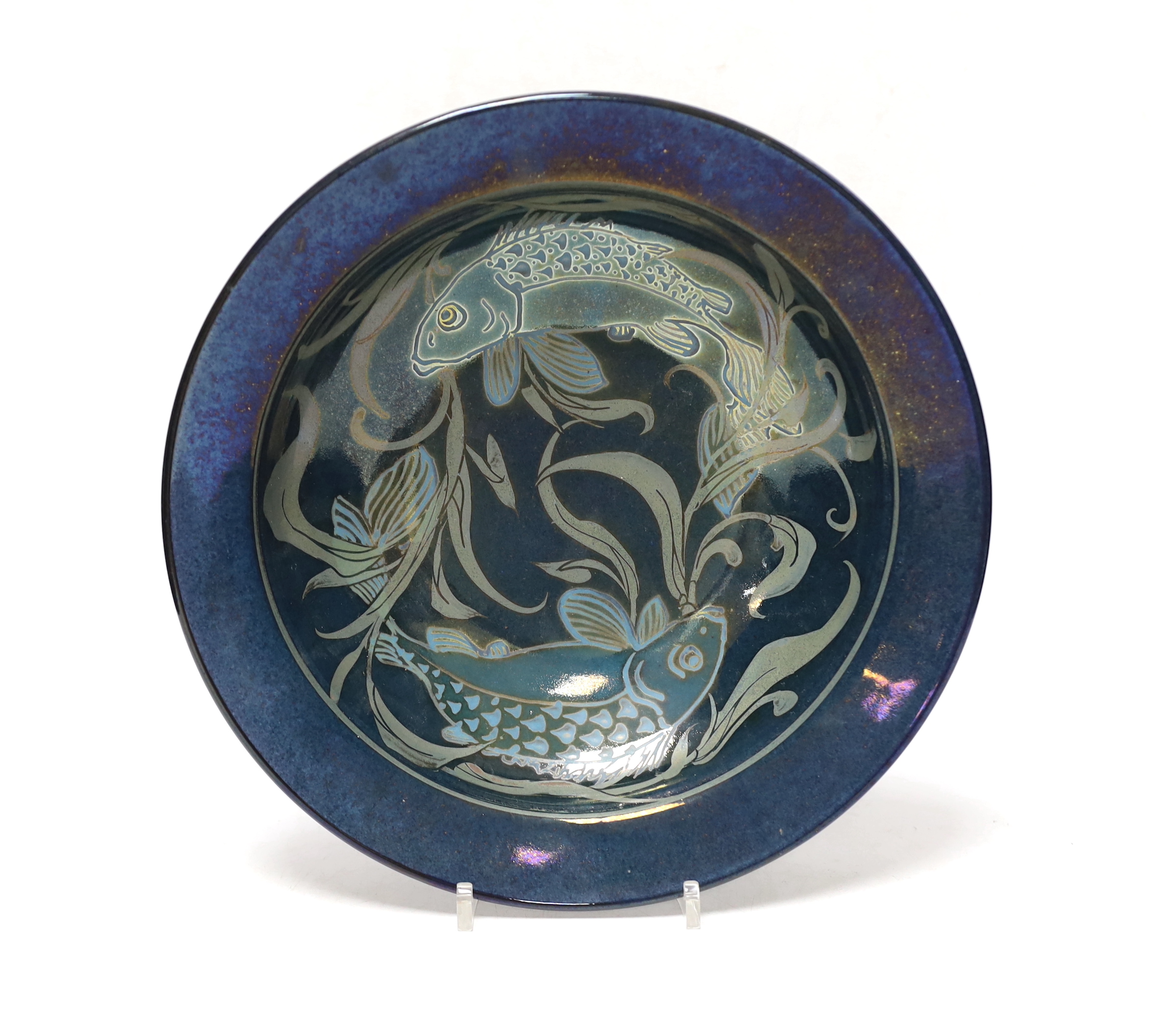 Jonathan Chiswell Jones lustre pottery fish bowl, 27.5cm diameter
